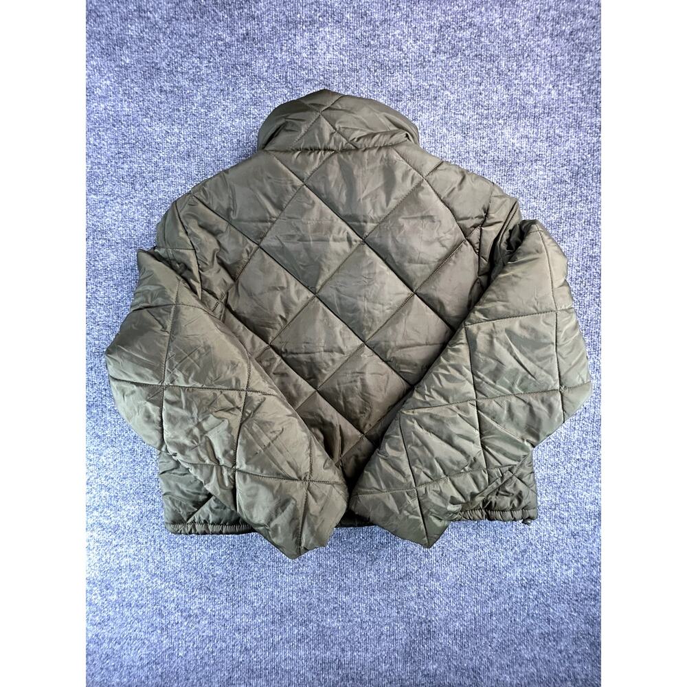 Cisono Women's XL Olive Green Quilted Sherpa Lined Puffer Jacket Full Zip Coat - Picture 2 of 9